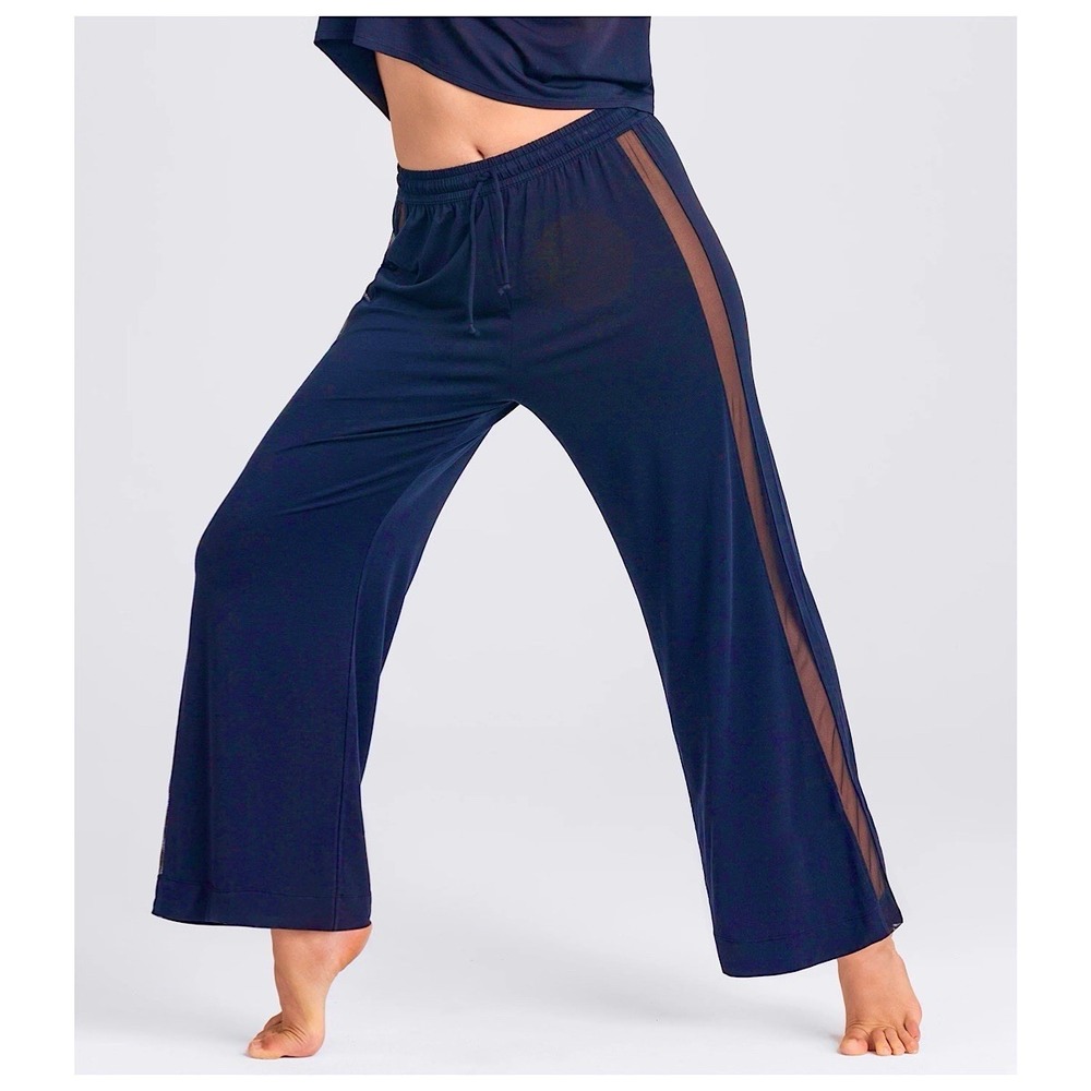 Honeylove Pajama Loungewear Pants Womens Sz XL Navy Sheer Mesh Side Panel